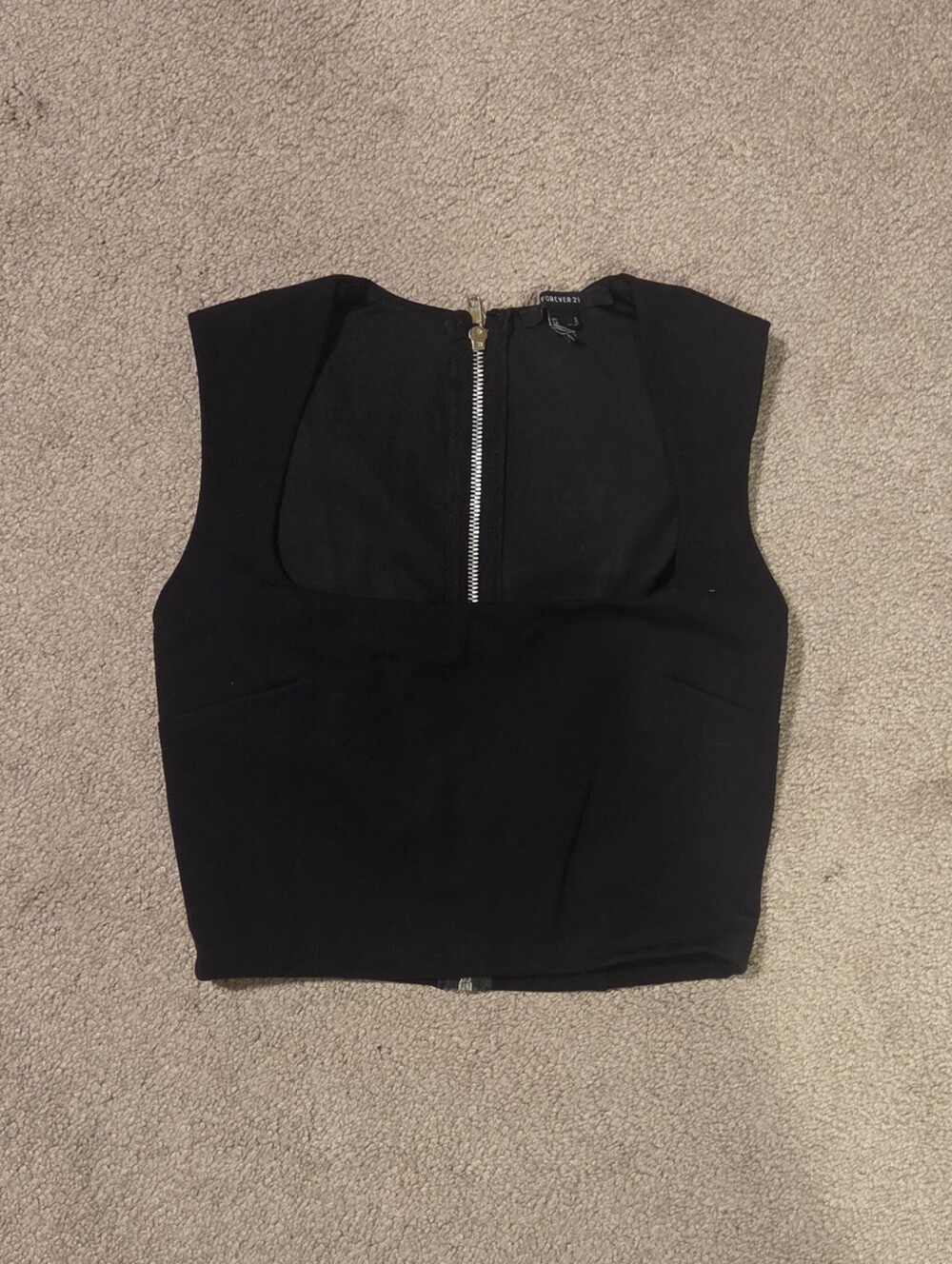 Forever 21 Black Square Neck Crop Tank Top - Picture 2 of 3